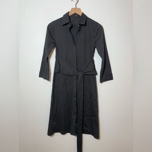 Theory Women's Black Cotton Tie-Waist Shirt Dress Size S